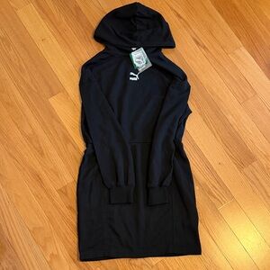 Puma Black Hooded Sweatshirt Dress with White Logo